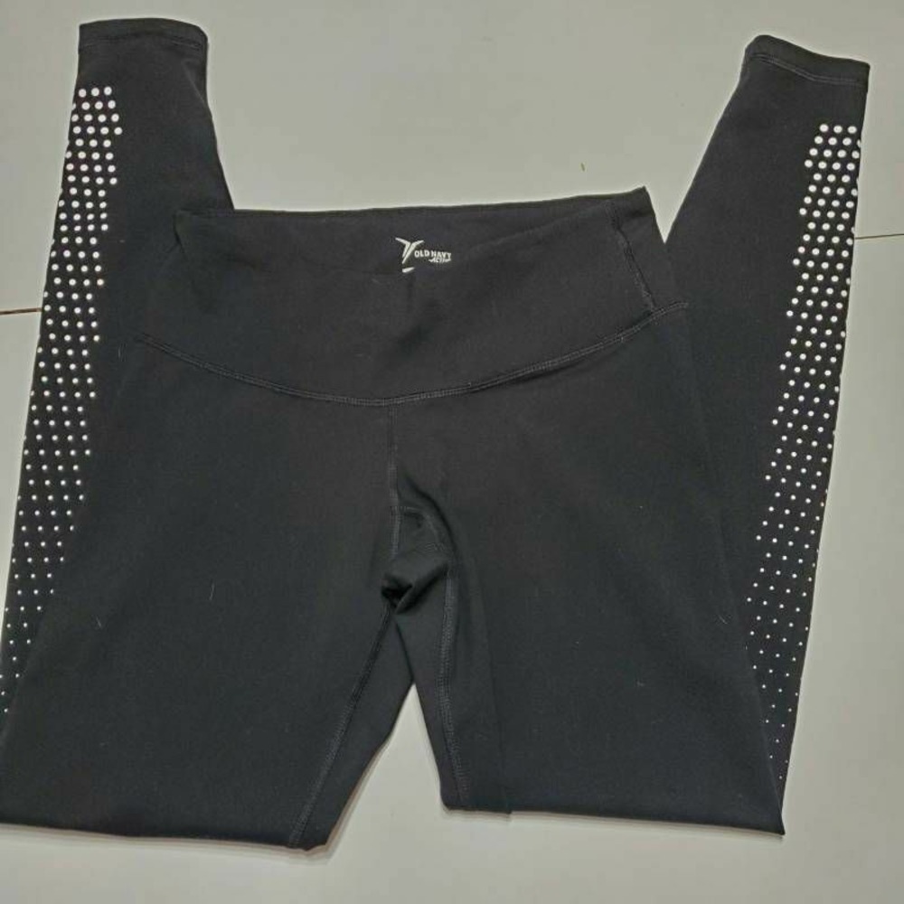 Old Navy Womens Activewear Skinny Leggings Black Polka Dot Stretch Pull On S